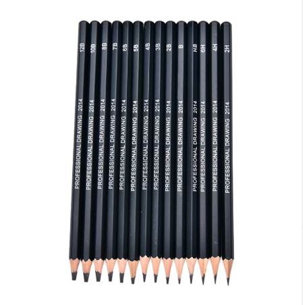 14 pcs Esboço e desenho Lápis Set HB 2B 6H 4H 2H 3B 4B 5B 6B 10B 12B 1B 1B