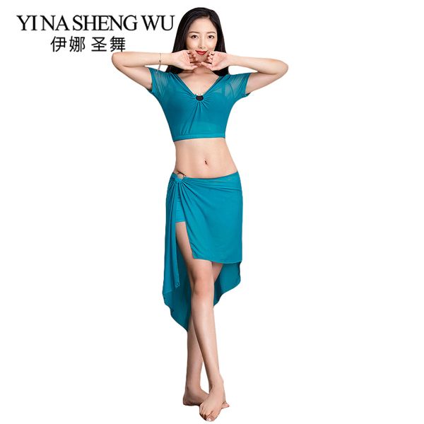 

belly dance practice clothes new summer practice dance performance clothing set belly clothing 3pcs set skirt+shorts, Black;red