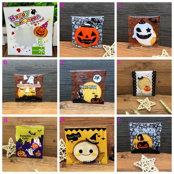 

100pcs/pack lovely halloween cookie candy bread packaging bags multicolor self-adhesive plastic cookie candy packaging pouch box
