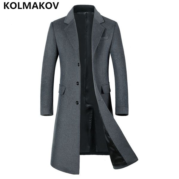

2018 new autumn winter men's woolen coat jackets trench coat masculino casual windbreaker homme woolen grey overcoat for men, Black