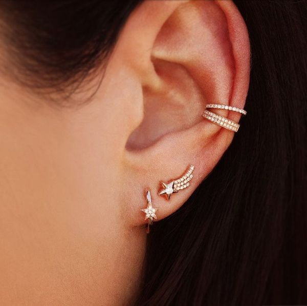 

925 sterling silver starburst stud earring cute lovely girls stud star design for 2018 christmas gift silver jewelry, Golden;silver