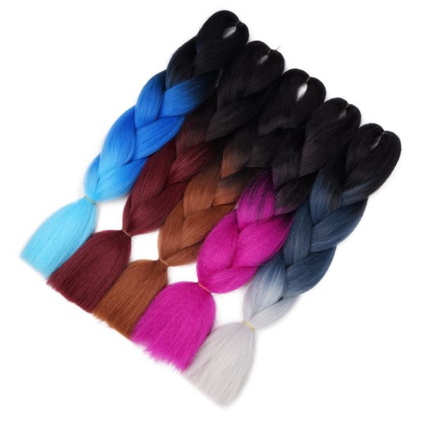 Cabelo de trança sintética Crochet cabelos extensões ombre kanekalon jumbo loira jumbo tranças penteados 24 polegadas 100g