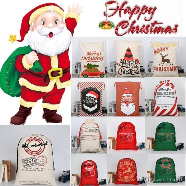 

рождество большой холст monogrammable санта-клаус drawstring сумка с оленями monogramable рождественские подарки sack сумки хэллоуин украшен, Black;red