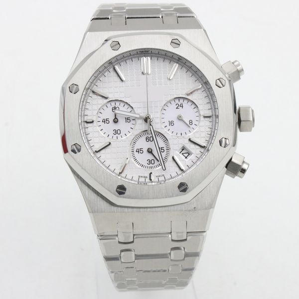 

2018 new watch men 42mm tick movement 6 pointer quartz stainless steel watch battery watches 49, Slivery;brown