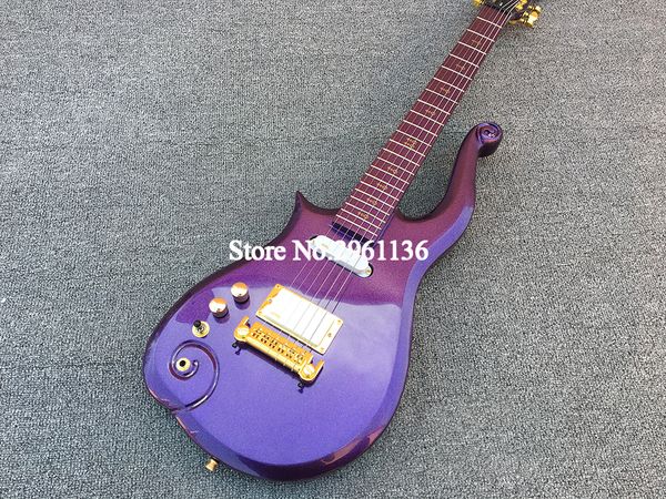 Kostenloser Versand Linkshänder Diamond Series Prince Metallic Purple Cloud E-Gitarre Erlenkorpus, Goldsymbol-Inlay