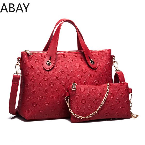 

abay 2018 women leather handbags bolsa feminina fashion composite bag twinsets multifunctional female bag
