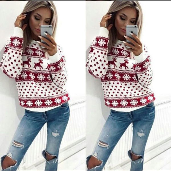 

2018 women lady jumper sweater pullover coat christmas winter womens ladies warm brief sweaters clothing, White;black