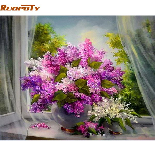 

ruopoty frame purple flowers diy painting by numbers kits modern wall art picture acrylic paint by number for home decor 40x50cm