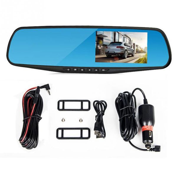 

Двойной объектив камеры зеркало заднего вида 4.3-дюймовый вождения рекордер 1080P HD ночного видения dvr автомобиля парковка мониторинг