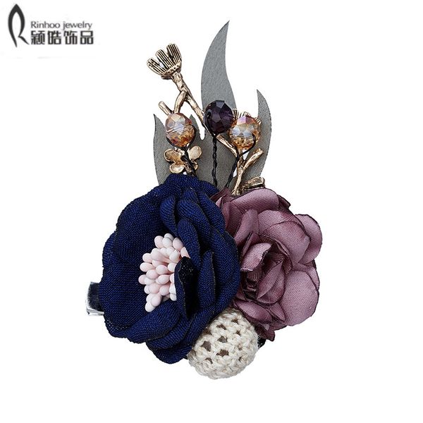 

fashion multi-color crystal flower brooches for women brooch pin women or wedding bouquets diy pins, Gray