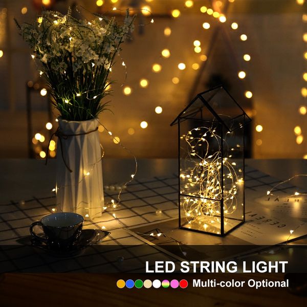 

led fairy string light 1m/2m/3m/4m/5m battery powered copper lights for christmas holiday wedding party decoration with battery