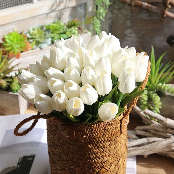36 cm tulipano fiore artificiale PU lattice bouquet di tulipani fiori tocco reale per la decorazione domestica fiori decorativi di nozze