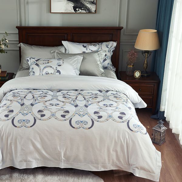 

white egyptian cotton bedding king size bed sheet comforter cover set bohemian bedding bed spread  size home textile