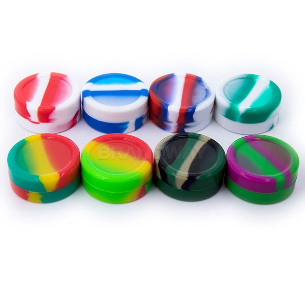 

10 pieces/lot nonstick colorful wax jars fda silicone jars dabs 11ml round silicone dab containers for ax container i