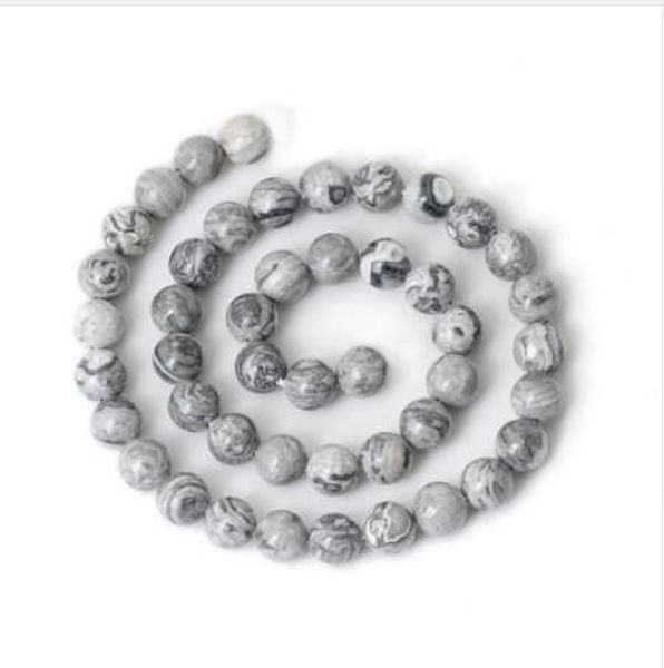 

wholesale natural grey map stone beads for jewelry making diy bracelet material necklace 6mm 8mm strand 15.5'', Black