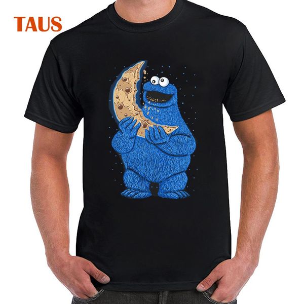 

cookie monster design t shirt cookie moon men's round neck short sleeve t-shirt selling teenage funny t shirt, White;black