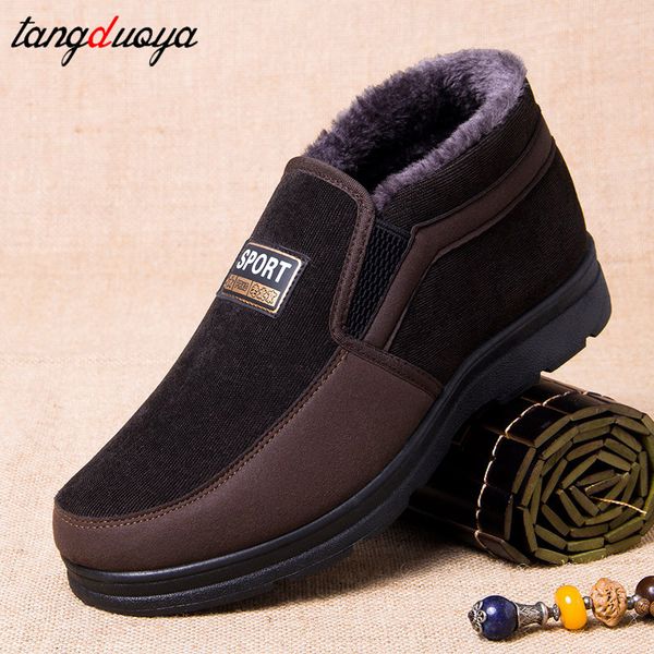 

winter shoes men winter boots men warm casual shoes snow boots ankle sneakers flat footwear male botines hombre, Black