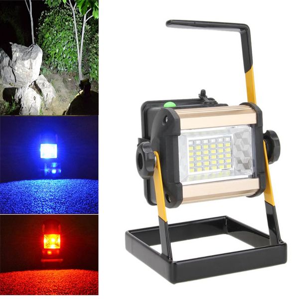 Led Floodlight Portable Searchlight 50w Rechargeable Spotlight Waterproof Ip65 36led 3 Mode Outdoor Lamp New Red Blue White Flood