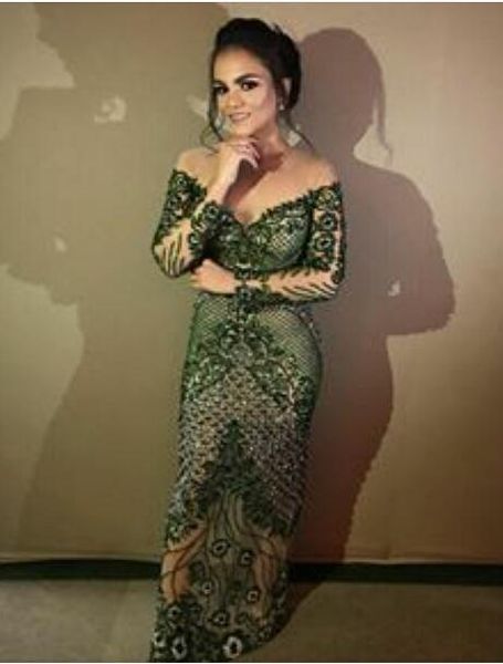 

evening dress long dress green emborided bateau zipper long sleeve sheath personablity emborided zipper dazzing elegrent, Red