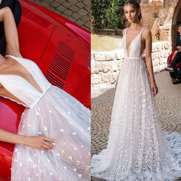 

Стильный сексуальный Elihav Sasson 2019 Boho Свадебные платья с глубоким вырезом на спине 3D