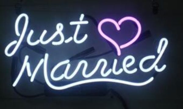 

Cu tom new ju t married real gla neon ign light beer bar ign end need photo 19x15 quot