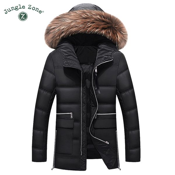 

2018 new winter jacket men big real fur collar hooded duck down jacket thick down men warm coat 2xl 3xl 027, Black