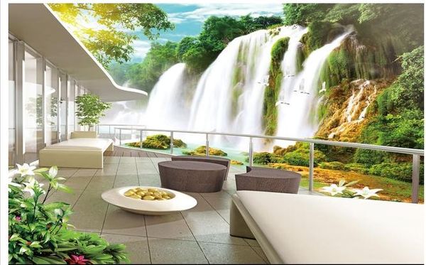 

горная чистая вода водопад пейзаж стена обои для стен 3 d для гостиной