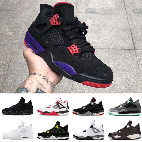 

2018 new 4 4s men basketball shoes raptors pure money royalty white cement bred fire red mens trainers sports sneakers size 7-13