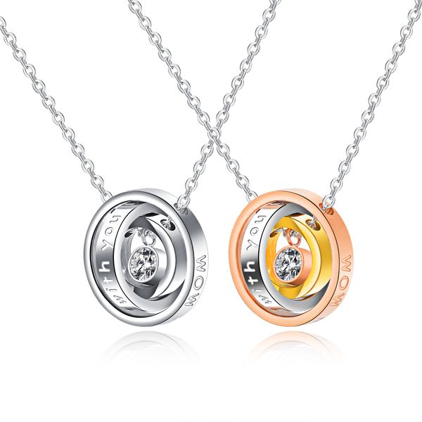 

double circle necklaces & pendants for men women couple stainless steel pendant necklace for wedding christmas jewelry gx1405, Silver