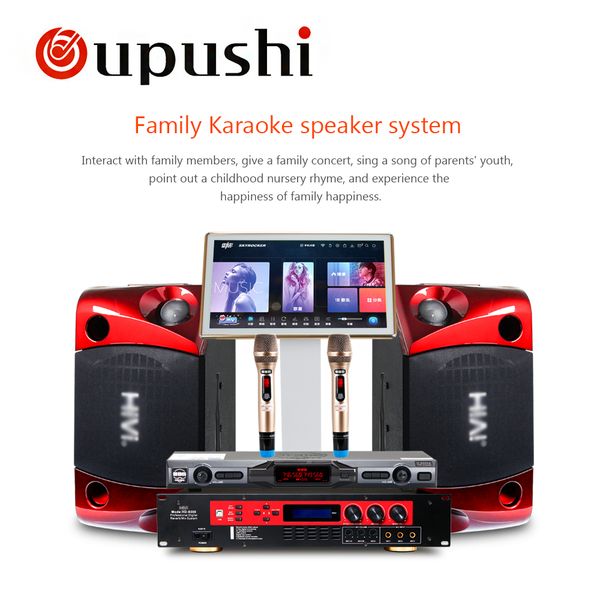 

Oupu hi ok 3 home ktv mini karaoke mixer y tem digital ound audio mixer inging machine 2 wirele microphone peaker