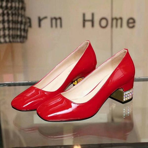 

fashion style womens pumps high heel 5.5cm rhinestone wedding party genuine leather designer shoes size 35-41, Black