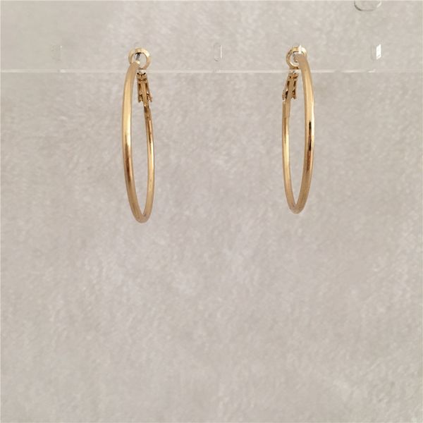 

trendy gold color simple round hoop clutch earring for woman girl, Golden;silver