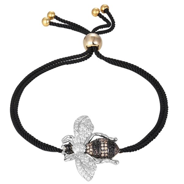 

zlxgirl jewelry metal copper adjustable cubic zircon bracelet nice bee insect bracelet&bangle women's couple accessories, Black