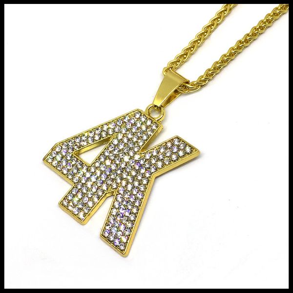 

full crystal design men 4k pendant necklace iced out micro pave number hiphop charm jewelry man style gold color, Silver