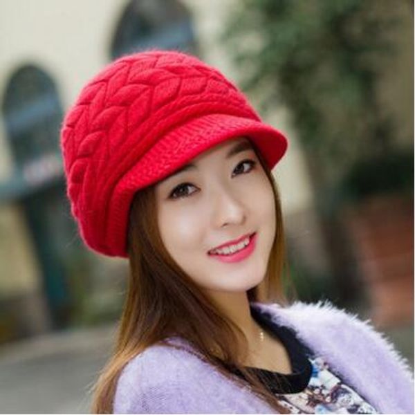 

8 colors women knitted cap winter hats han edition tide female cute knitted hat rabbit fur cap qiu dong the day ladies fashion hat, Blue;gray