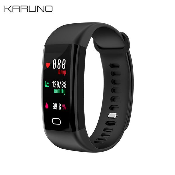 

karuno f07 waterproof smart bracelet heart rate monitor blood pressure fitness tracker smart band sport watch for ios android, Slivery;brown