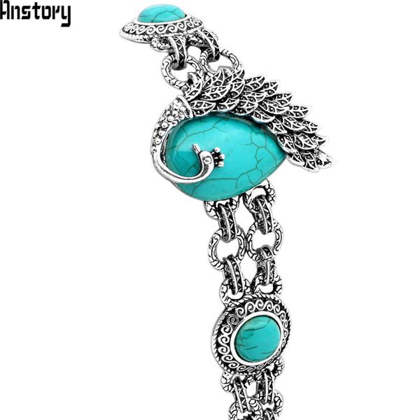 

peacock malachite shell bracelet for women vintage antique silver plated fashion jewelry tb162, Black