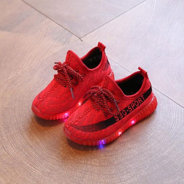 

2018 новинка дышащий дети LED светящиеся скольжения на кроссовках USB аккумуляторная детская воздушная сетка мальчики девочки спортивная обувь с огнями
