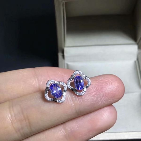 

tianrantansangshi 4 * 6mm 925 sterling silver inlay anti-oxidation is not allergic to fashion fashion birthday gift, Golden;silver