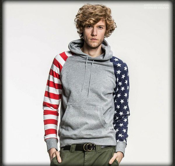 

men oversize grey hoodies usa american flag stars striped pullovers hooded sweatshirts fleece, Black