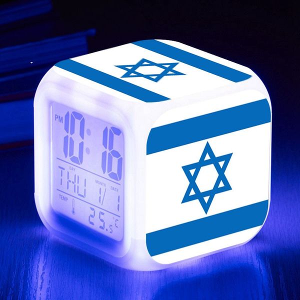 

lcd screen touch light new israel's flag led digital alarm clock wake up bedroom clocks reloj despertador multi-function watch
