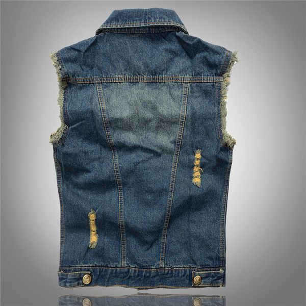 

18 - fashion jackets 6xl denim street sleeveless broken slim fit vest mens size fw style s large vests ujxmb, Black