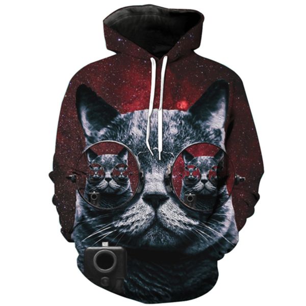 

fashion cute cats funny 3d print hoodies fashion clothing women men sweatshirt hoodies casual pullovers k37, Black