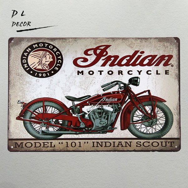 INDIAN Motorcycles Parking Sign Vintage Retro Metal Decor Art Shop Man Cave Bar