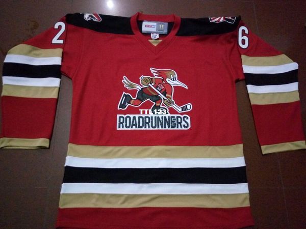 

men #6 jamie mcbain tucson roadrunners red white or custom any name or number shirt embroidery, Black;red