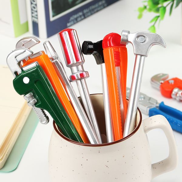 

6pcs simulation of hardware tools ballpoint pen ultrarealistic vise simulation creative handknife knife hammer, Blue;orange