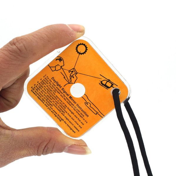 Acryl 57mm Survival Reflektierender Signalspiegel Notfall-Sternblitzspiegel mit Pfeife SOS-Survival Tools Series-Notfallrettung Outdoor-Gadgets