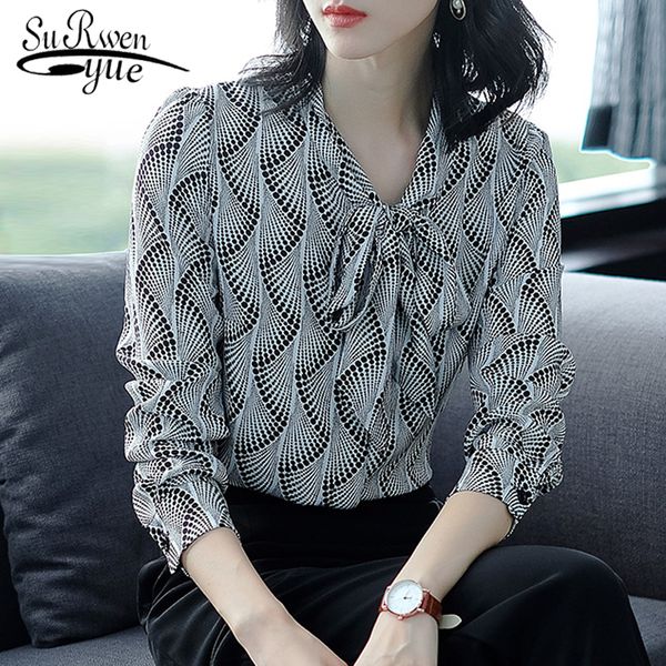 

casual print chiffon blouse shirt fashion womens and blouses 2018 long sleeve shirt women blusa feminina 1099 40, White