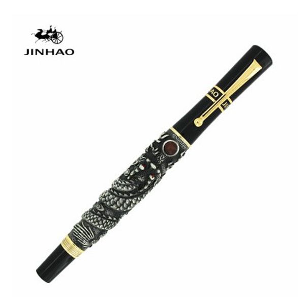 

jinhao chinese "dragon thomsonae" rollerball pen with white antique silver optional, Blue;orange