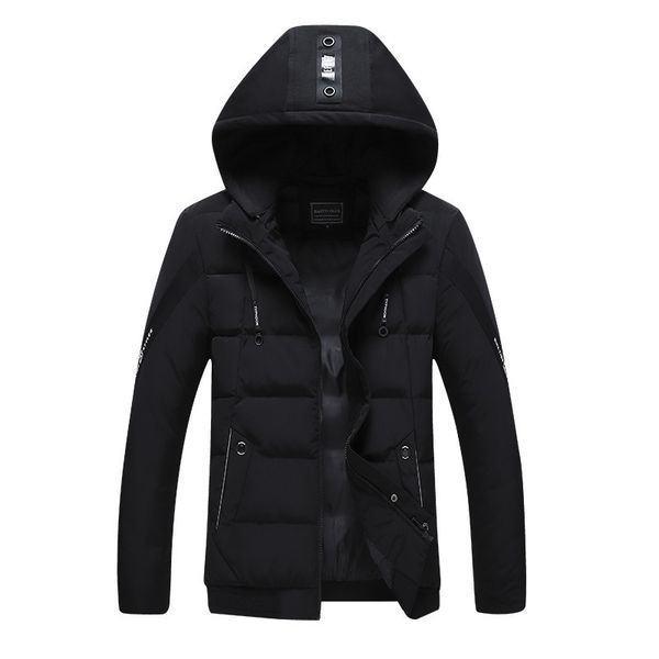 

new winter jacket men fashion thicken warm parkas for male windproof hooded fleece man's casual coats brand outwear size l-3xl, Black